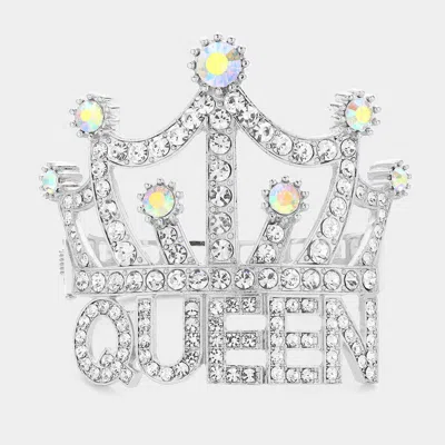 Fashnzfab Queen Message Crown Hinged Evening Bracelet Silver In Silver