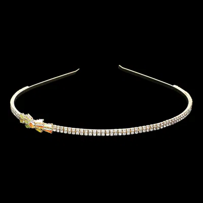 Fashnzfab Cz Stone Paved Bow Pointed Headband In Multi