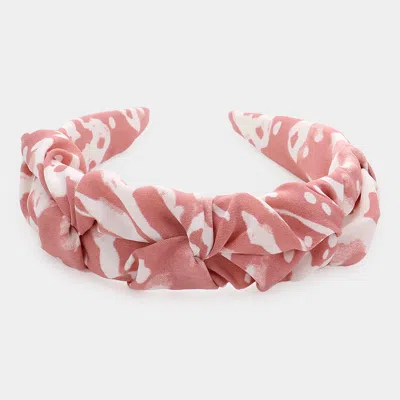 Fashnzfab Abstract Patterned Pleated Headband In Pink