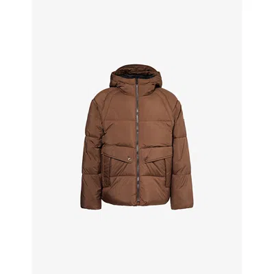 Ps By Paul Smith S By Paul Smith Mens Logo-patch Raglan-sleeve Shell Puffer Jacket Brown In Brown