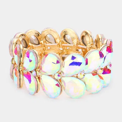 Fashnzfab Teardrop Stone Embellished Evening Bracelet Ab, Gold In Multi