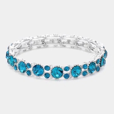 Fashnzfab Bubbly Crystal Round Evening Bracelet Blue Zircon, Silver In Multi