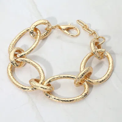 Fashnzfab Hammered Metal Oval Link Bracelet Gold In Gold