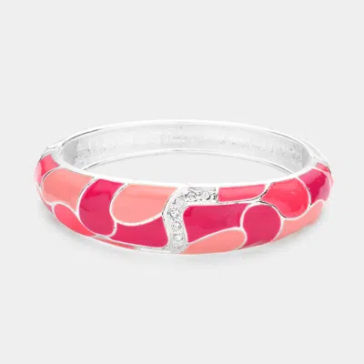 Fashnzfab Color Block Enamel Hinged Bangle Bracelet Pink In Pink