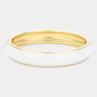 Fashnzfab Enamel Hinged Bangle Bracelet White In White