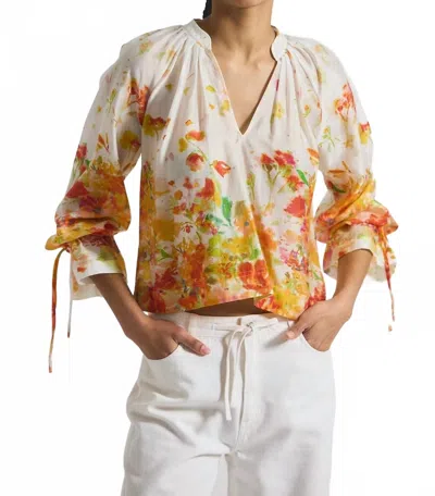 Derek Lam 10 Crosby Milon Blouse In White/papaya In Multi