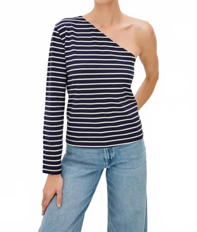 Rails Sara One Shoulder Top In Nautical Stripe In Black