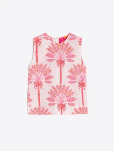 Vilagallo Women's Abigail Sleeveless Shirt In Palmera Jacquard In Pink
