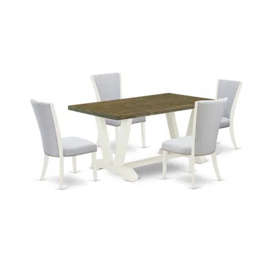 East West Furniture 5-pc Dinette Set Consists Of 4 Modern Chairs With Upholstered Seat In Gray