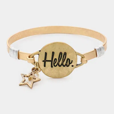 Fashnzfab Hello Message Star Charm Hook Bracelet Worn Gold In Multi