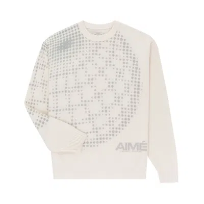 Pre-owned Aimé Leon Dore X New Balance Geo Print Crewneck Sweater 'pristine' | Cream | Men's Size Xl In White