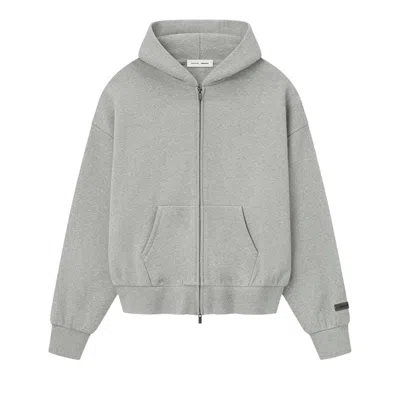 Pre-owned Essentials Fear Of God  Classic Fleece Zip-up Hoodie 'concrete Heather' | Grey | Men's Size S In Gray