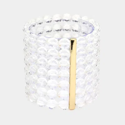 Fashnzfab 7rows Wide Faceted Round Clear Lucite Beaded Stretch Bracelet Lucite In Multi