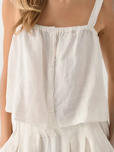 Velvet By Graham & Spencer Quin Linen Tank Top In White In White