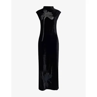 Samsoe & Samsoe Womens Sakalani Sleeveless Velvet Midi Dress Black In Black