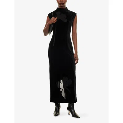 Samsoe & Samsoe Womens Sakalani Sleeveless Velvet Midi Dress Black In Black