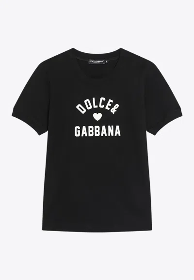 Dolce & Gabbana Black Cotton Logo T-shirt In Black