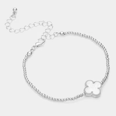 Fashnzfab Quatrefoil Pointed Metal Ball Beaded Bracelet Rhodium In Multi