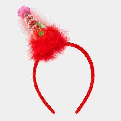 Fashnzfab Led Light Up Faux Fur Christmas Santa Hat Pom Pom Headband In Multi