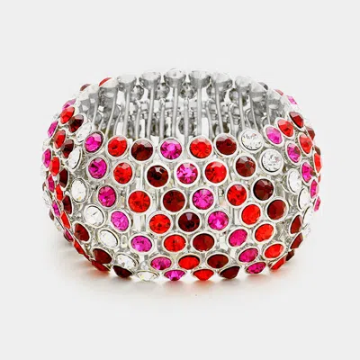 Fashnzfab Crystal Bubble Stretch Bangle Bracelet Clear, Fuchsia, Rhodium, Siam In Multi