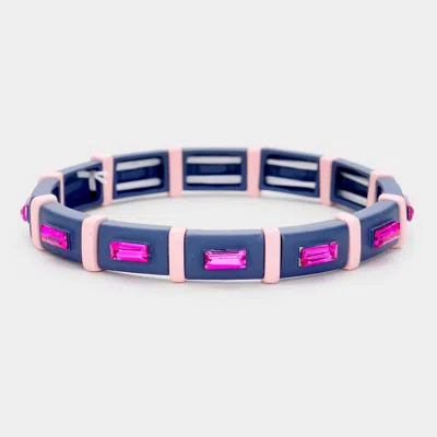 Fashnzfab Lego Crystal Stretch Bracelet Fuchsia, Navy In Multi