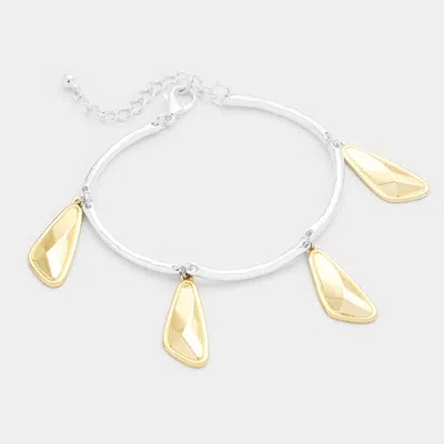 Fashnzfab Geometric Metal Charms Station Bracelet Silver, Gold In Multi