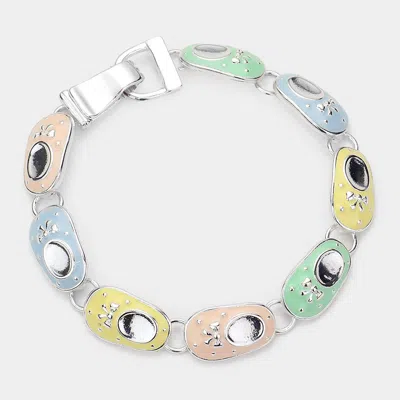 Fashnzfab Enamel Sneakers Link Magnetic Bracelet Multi, Silver In Multi