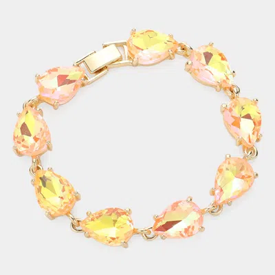 Fashnzfab Teardrop Cluster Link Bracelet Ab, Neon, Peach In Multi
