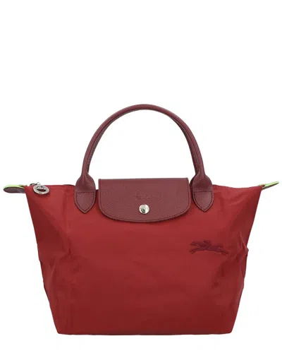 Longchamp Le Pliage Green Canvas Tote In Red