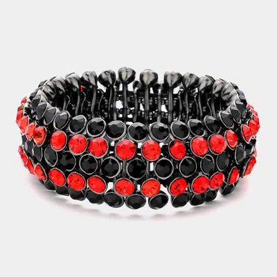 Fashnzfab Bubble Stone Stretch Evening Bracelet Hematite, Siam In Multi