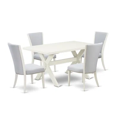 East West Furniture 5-piece Dining Set In Blue
