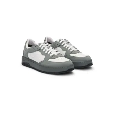 Hugo Boss Mixed-material Trainers With Nubuck Uppers In Gray
