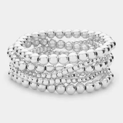 Fashnzfab 6pcs - Metal Ball Stretch Bracelets In Multi