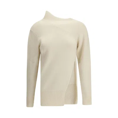 Di Stavnitser Asymmetric High-neck Sweater In White
