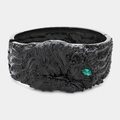 Fashnzfab Tiger Eye Evening Hinged Bracelet Black In Black