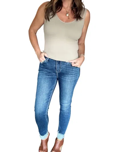 Lovervet Mid Rise Cuffed Skinny Jeans In Blue In Blue