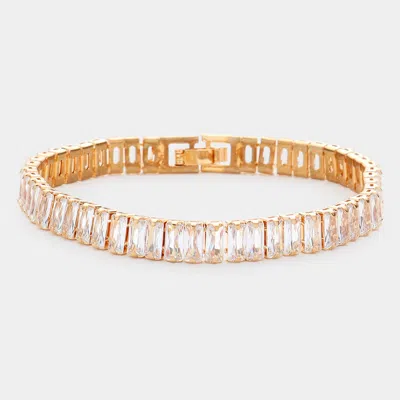 Fashnzfab Baguette Cz Stone Evening Bracelet Gold In Gold