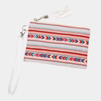 Fashnzfab 7.75" X 5" Aztec Patterned Wristlet Pouch Bag In Pink