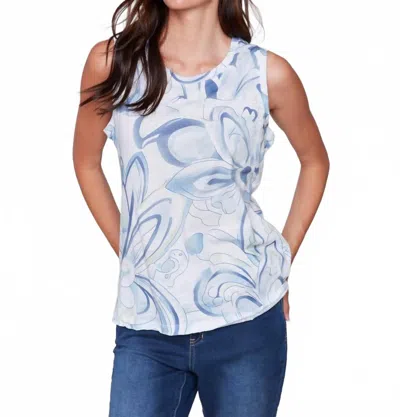 Charlie B Printed Organic Cotton Sleeveless Top In Swirls In Blue