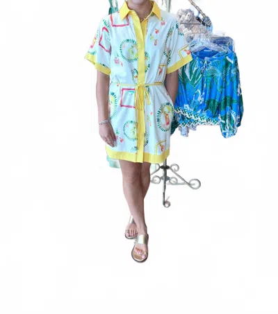 Strut & Bolt Happy Hour Print Shirt Mini Dress In Multi In Multi
