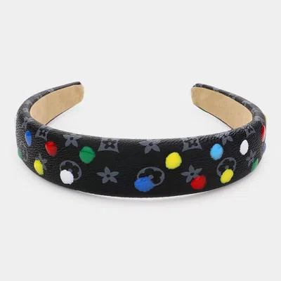 Fashnzfab Color Dots Pointed Patterned Headband In Black