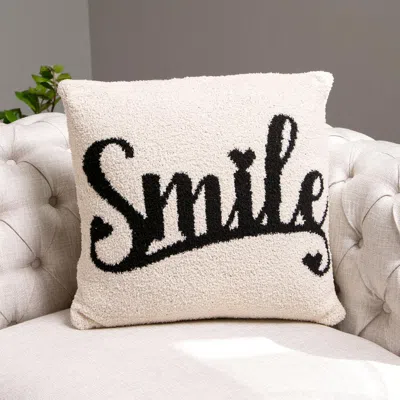 Fashnzfab Smile Message Cushion Cover In Neutral