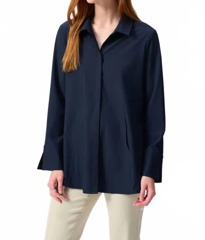 Joseph Ribkoff Button-down Split Cuff Blouse In Midnight Blue In Blue