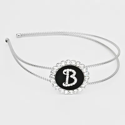 Fashnzfab -b- Crystal Accented Initial Monogram Headband In Multi