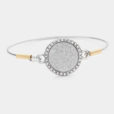 Fashnzfab Glitter Rhinestone Hook Bracelet Clear, Rhodium In Multi