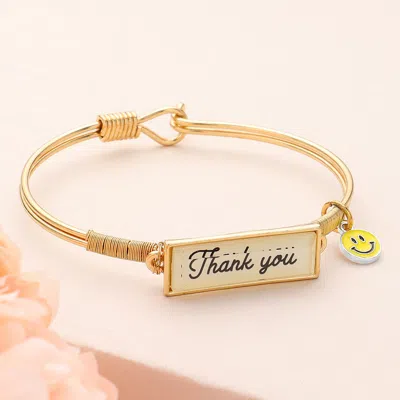 Fashnzfab Thank You Smile Charm Message Hook Bracelet Two Tone In Multi