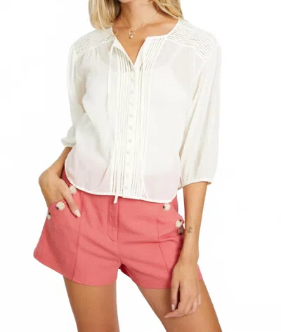 Caballero Esme Button Front Top In Ivory In Multi