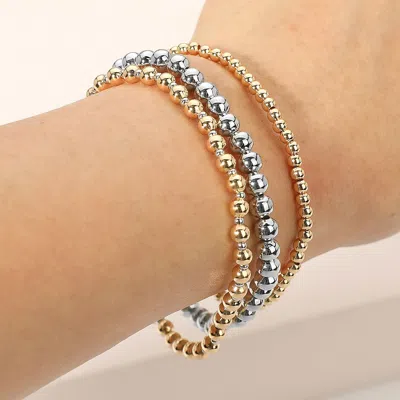 Fashnzfab Secret Box_3pcs Metallic Metal Bubble Beaded Stretch Multi Layered Bracelets In Multi