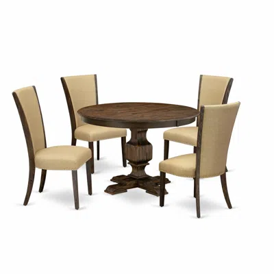 East West Furniture 5-piece Kitchen Dining Table Set In Multi