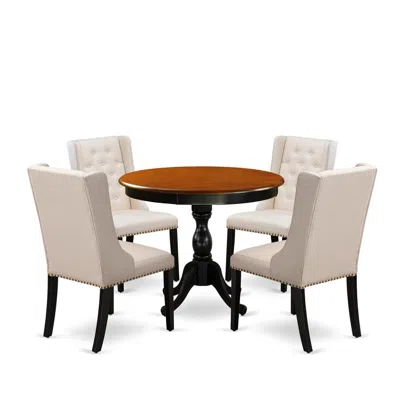East West Furniture 5-piece Modern Dining Table Set In Multi